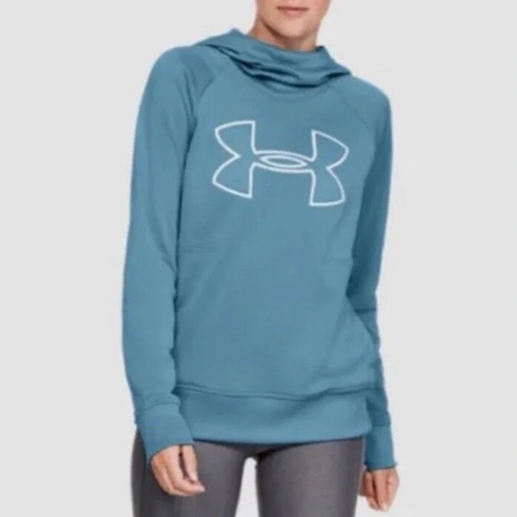 Women’s Under Armour Large Light Blue Cold Gear Loose Fit Hooded Sweatshirt. - Picture 3 of 4